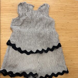 Mine Cream and Black Striped Shorts